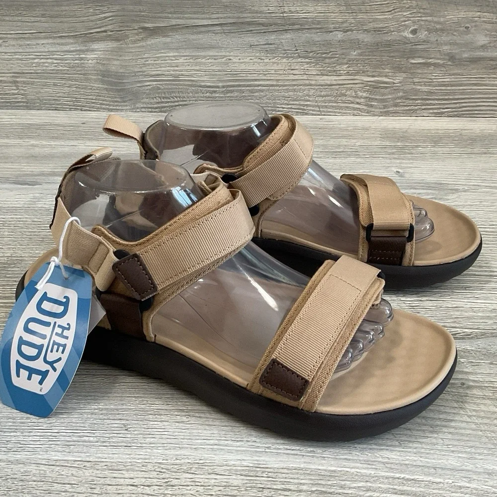 Hey Dude Carson Outdoor Sandals Men's Size 13 Sport Mode Tan Brown Comfort